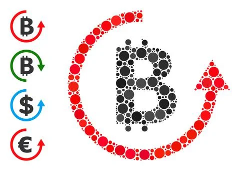 Dotted Bitcoin Refund Collage of Round Dots with Bonus Icons 스톡 일러스트