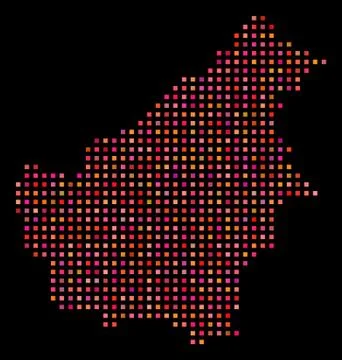 Dotted Borneo Island Map 스톡 일러스트