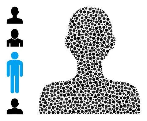 Dotted Boy Collage of Round Dots with Bonus Icons 库存插图