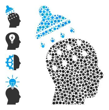 Dotted Brain Washing Composition of Rounded Dots and Bonus Icons 스톡 일러스트
