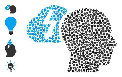 Dotted Brainstorming Composition of Rounded Dots with Bonus Icons Illustrazione stock