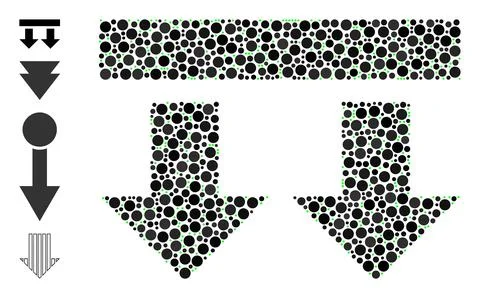 Dotted Bring Down Mosaic of Circles with Similar Icons 스톡 일러스트