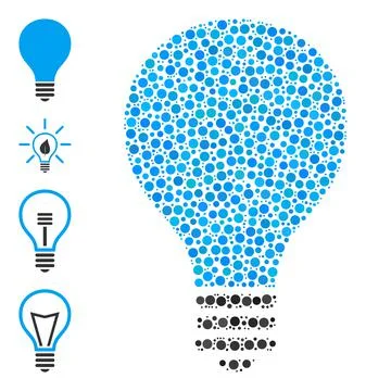 Dotted Bulb Collage of Round Dots with Similar Icons Stock Illustration