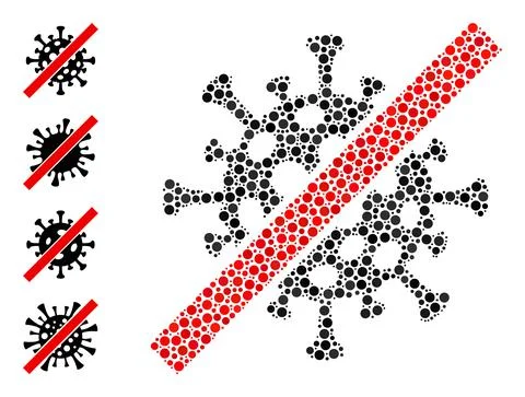 Dotted Cancel Coronavirus Mosaic of Rounded Dots with Other Icons Stock Illustration