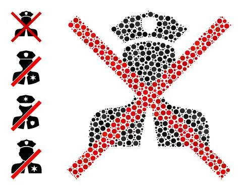 Dotted Cancel Policeman Collage of Circles and Bonus Icons 스톡 일러스트