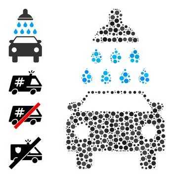 Dotted Car Wash Composition of Rounded Dots and Bonus Icons Stock Illustration