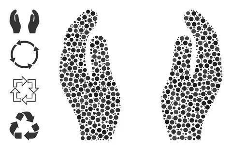Dotted Care Hands Mosaic of Rounded Dots with Other Icons Stock Illustration