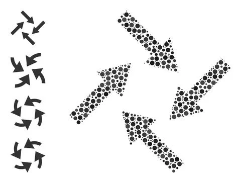 Dotted Centripetal Arrows Composition of Round Dots and Similar Icons Illustrazione stock