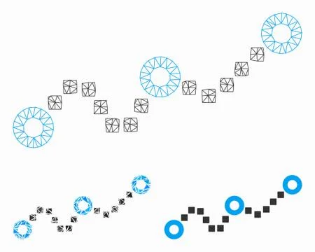 Dotted Chart Vector Mesh 2D Model and Triangle Mosaic Icon 库存插图