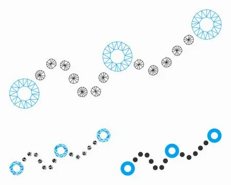 Dotted Chart Vector Mesh Network Model and Triangle Mosaic Icon Illustrazione stock