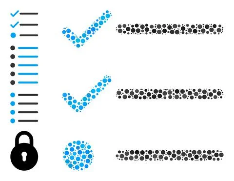 Dotted Checklist Composition of Round Dots and Other Icons イラスト素材