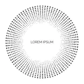 Dotted circle frame background. Black random dots round border. Vintage stippled イラスト素材