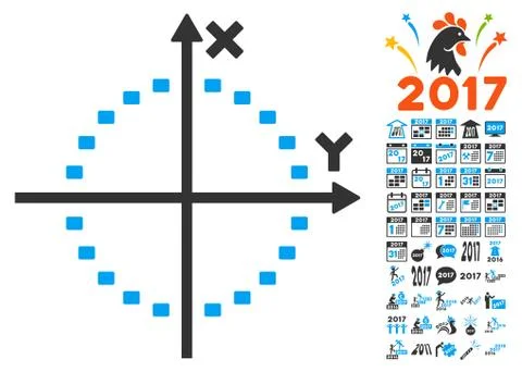 Dotted Circle Plot Icon With 2017 Year Bonus Pictograms Ilustración de archivo