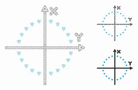 Dotted Circle Plot Vector Mesh 2D Model and Triangle Mosaic Icon Illustrazione stock