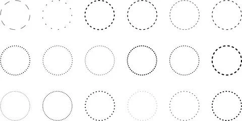 Dotted circle. Round dotted circle set, dotted line circle frame, circle shapes Stock Illustration