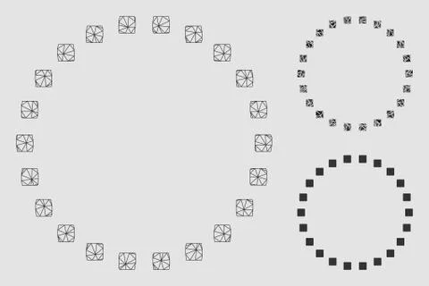 Dotted Circle Vector Mesh Carcass Model and Triangle Mosaic Icon Ilustración de archivo