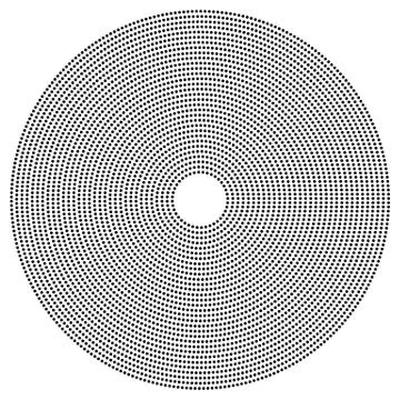 Dotted circular element. Mononochrome black and white illustration on white. Stock Illustration