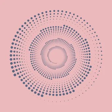 Dotted circular logo. Optical illusion background. Halftone fabric design Stock Illustration