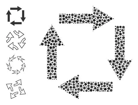 Dotted Circulation Arrows Composition of Circles with Similar Icons 스톡 일러스트