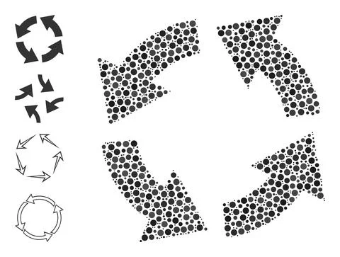 Dotted Circulation Collage of Circles with Similar Icons 스톡 일러스트