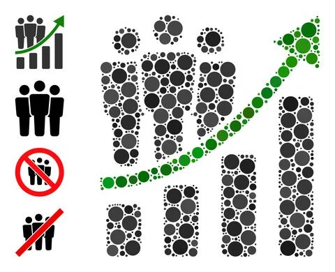 Dotted Clients Growth Chart Collage of Circles and Similar Icons Ilustración de archivo