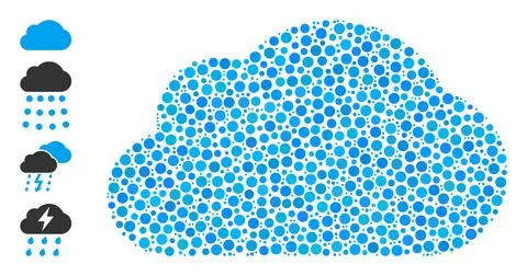Dotted Cloud Composition of Circles and Similar Icons Illustrazione stock