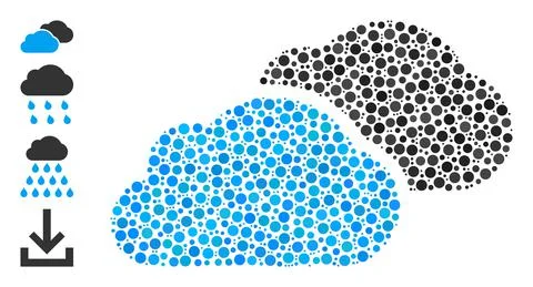 Dotted Clouds Mosaic of Rounded Dots and Bonus Icons Stock Illustration