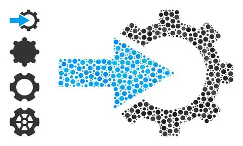 Dotted Cog Integration Mosaic of Round Dots and Other Icons Illustrazione stock