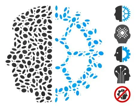 Dotted Collage Android Head Stockillustratie