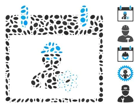 Dotted Collage Atomic Engineer Calendar Day Stock Illustration