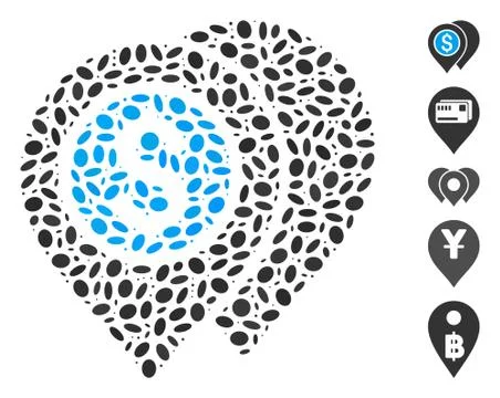 Dotted Collage Bank Map Pointers Illustrazione stock