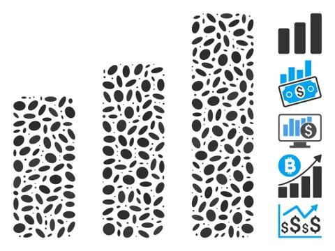 Dotted Collage Bar Chart Increase Stockillustratie