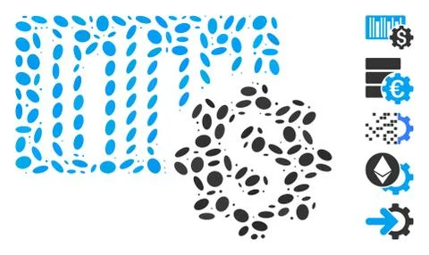 Dotted Collage Barcode Price Setup Gear Illustrazione stock