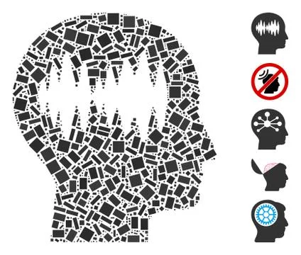 Dotted Collage Brain Waves 스톡 일러스트