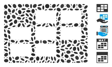 Dotted Collage Calendar Table 스톡 일러스트
