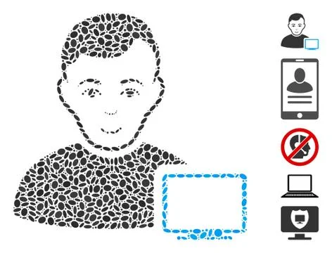 Dotted Collage Computer Administrator Stock Illustration