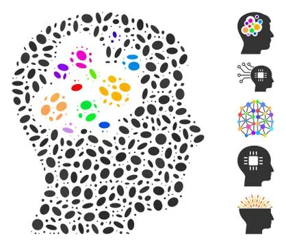 Dotted Collage Creative Brain Stock Illustration