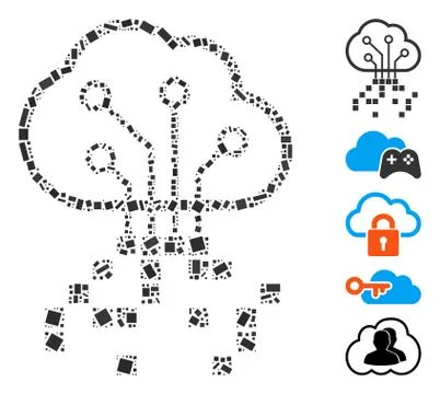 Dotted Collage Digital Cloud Stockillustratie