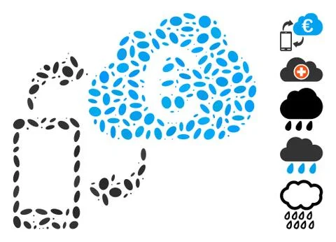 Dotted Collage Euro Cloud Banking 스톡 일러스트