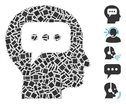 Dotted Collage Head Opinion 库存插图