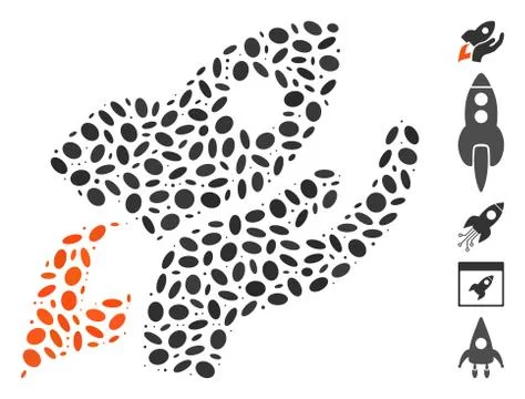 Dotted Collage Manual Rocket Launch Illustrazione stock