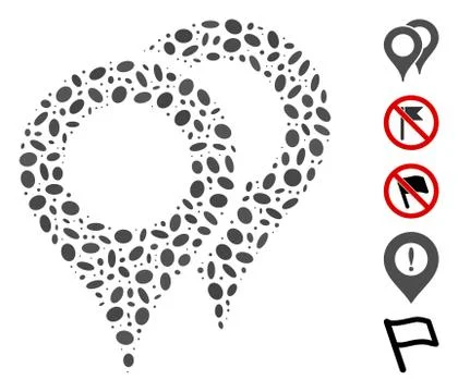 Dotted Collage Map Pointers Stock Illustration