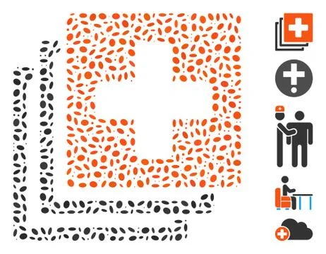 Dotted Collage Medical Documents Stock Illustration