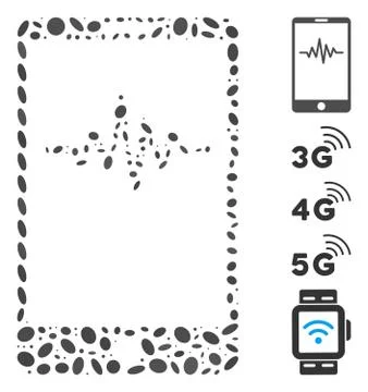 Dotted Collage Mobile Signal Graph Stock Illustration