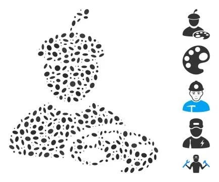 Dotted Collage Painter with Palette Stock Illustration