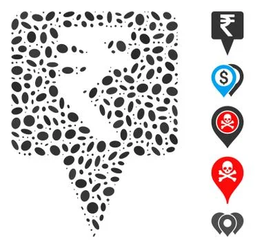 Dotted Collage Rupee Map Pointer Stock Illustration