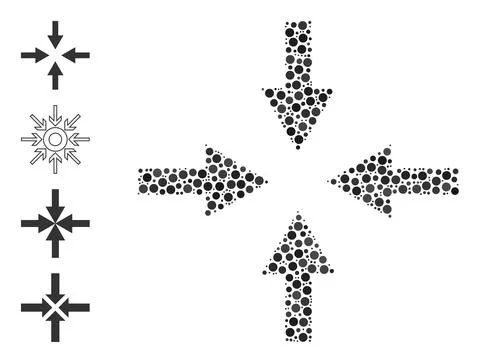 Dotted Compress Arrows Collage of Round Dots with Similar Icons Illustrazione stock