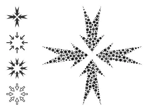 Dotted Compression Arrows Composition of Circles with Other Icons Ilustración de archivo