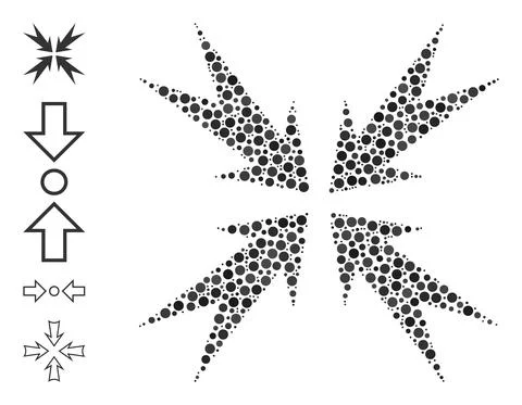 Dotted Compression Arrows Mosaic of Rounded Dots and Other Icons 스톡 일러스트