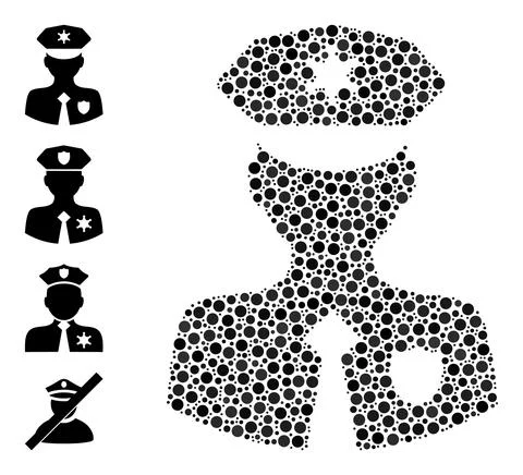 Dotted Constable Mosaic of Round Dots with Similar Icons Stock Illustration